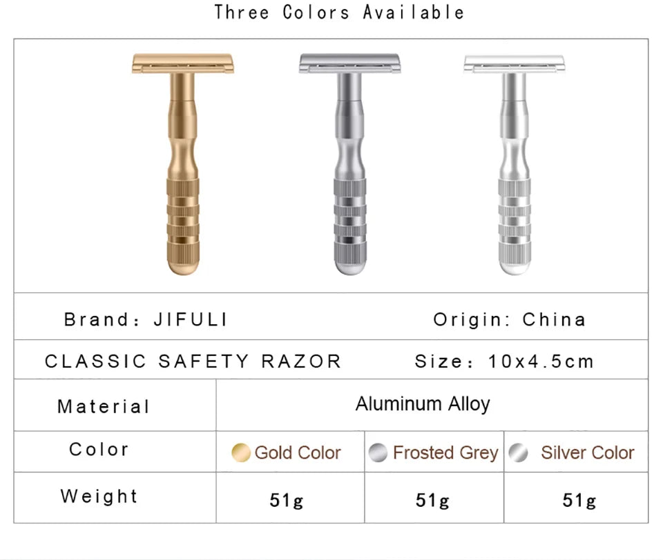 JiFULI ( 1 Machine 5 Blades ) High Quality Men Classic Double Edge Safety razor Aluminum Alloy Handle Sharp Durable Shaver Blade
