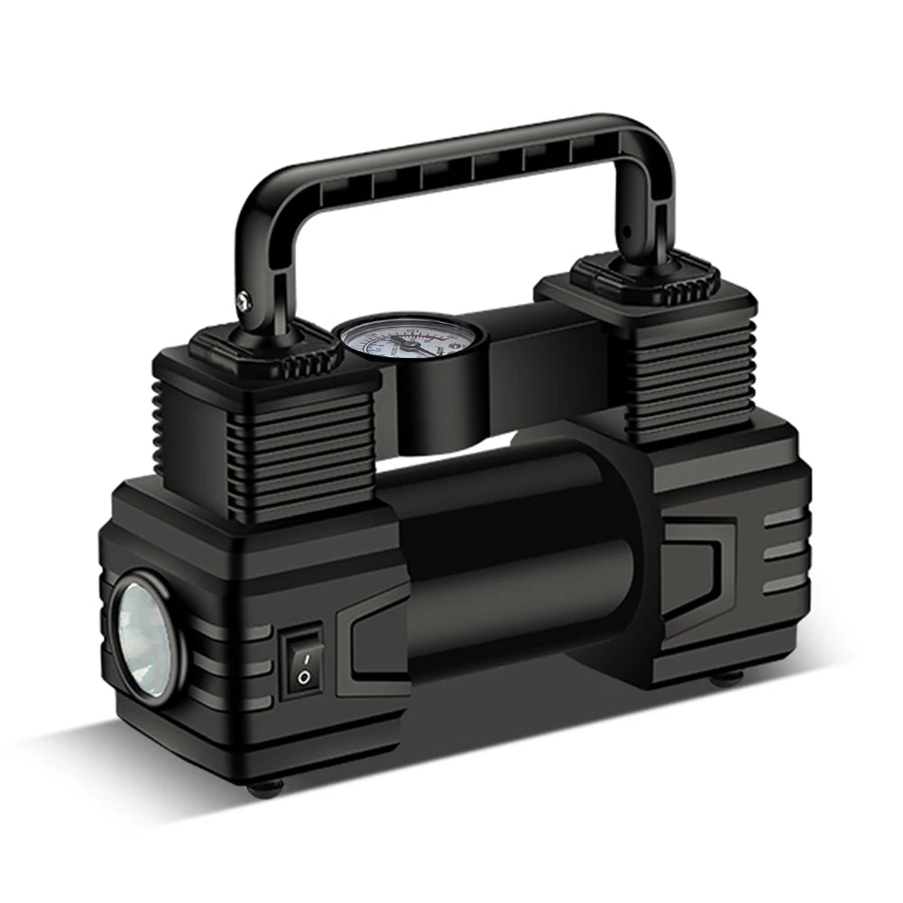 12V 150PSI Mini Air Compressor Dual Cylinder Heavy Duty Tire Inflator with LED Light Car Electric Air Pump Auto Inflatable Pump