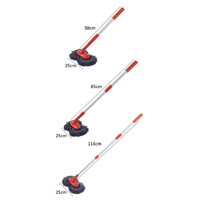 Rotating Double Brush Head Car Wash Mop Auto Supplies Three-Section Telescopic Mop Roof Window Cleaning Maintenance Accessories
