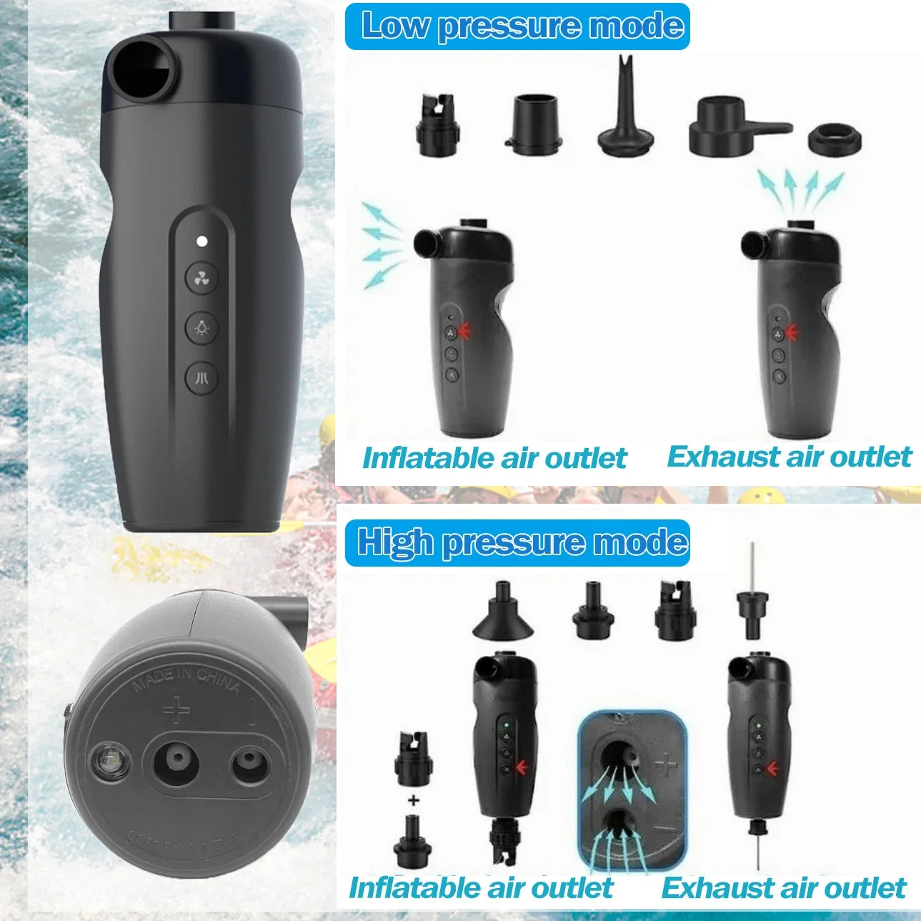 20PSI Protable Air Pump Electric Outdoor Deflatable Air Inflator For Inflatable Surfboard Paddle Stand Up Paddle Board Boat