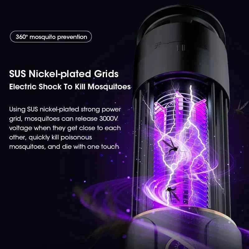 Mosquito Killer Lamp 2-in-1 Anti-Mosquito Lamp Electronic Mosquito Zapper Rechargeable Mosquito Repellent 3-level Timing Mode