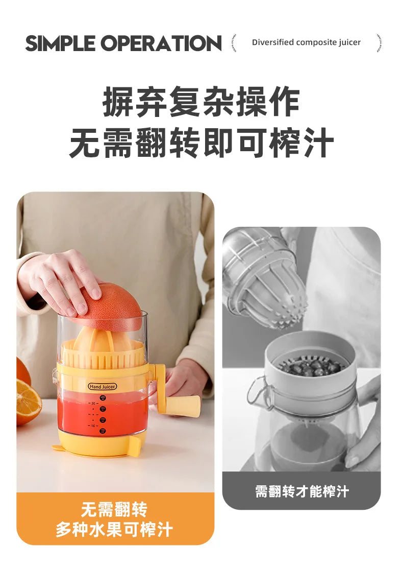 New upgraded juicer,household hand cranked orange lemon manual juicer,juice residue separation and squeezing device, juicing cup
