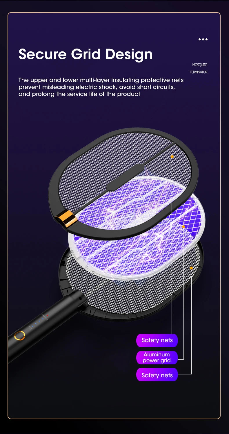 3000V Mosquito Killer Anti Mosquitoes Electric Usb Killer Racket Fly Swatter Electric Traps Flies Insect Repeller Home Mosquito