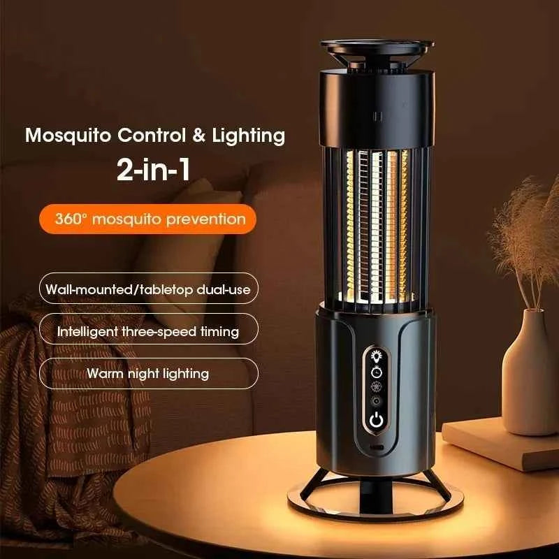 Mosquito Killer Lamp 2-in-1 Anti-Mosquito Lamp Electronic Mosquito Zapper Rechargeable Mosquito Repellent 3-level Timing Mode