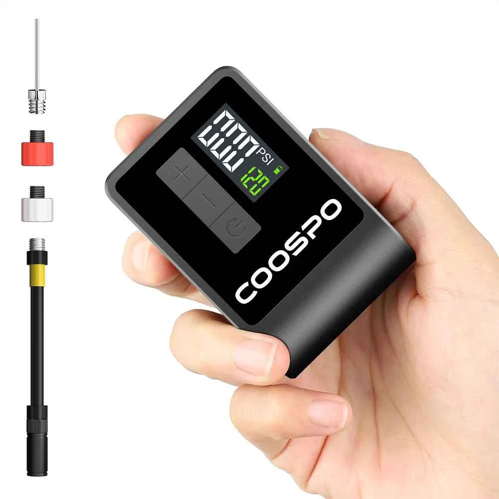 COOSPO Mini Electric Air Pump Portable Digital Inflator 120PSI 500mAh MTB Road Bike Accessories for Bike Schrader Presta Tires