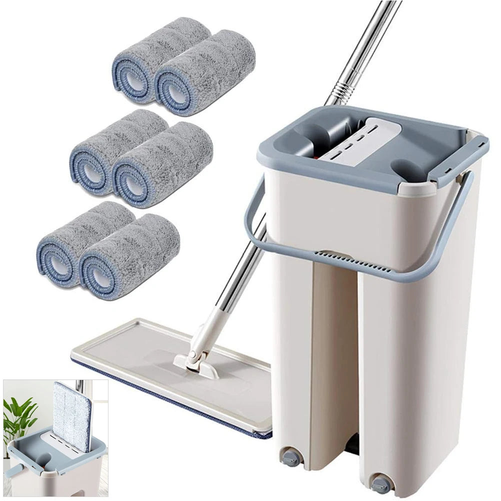 Cleaning Mop Flat Mop Microfibre with Telescopic Rod and Barrel Rotatable  for Home Microfibre  Rotatable Mop
