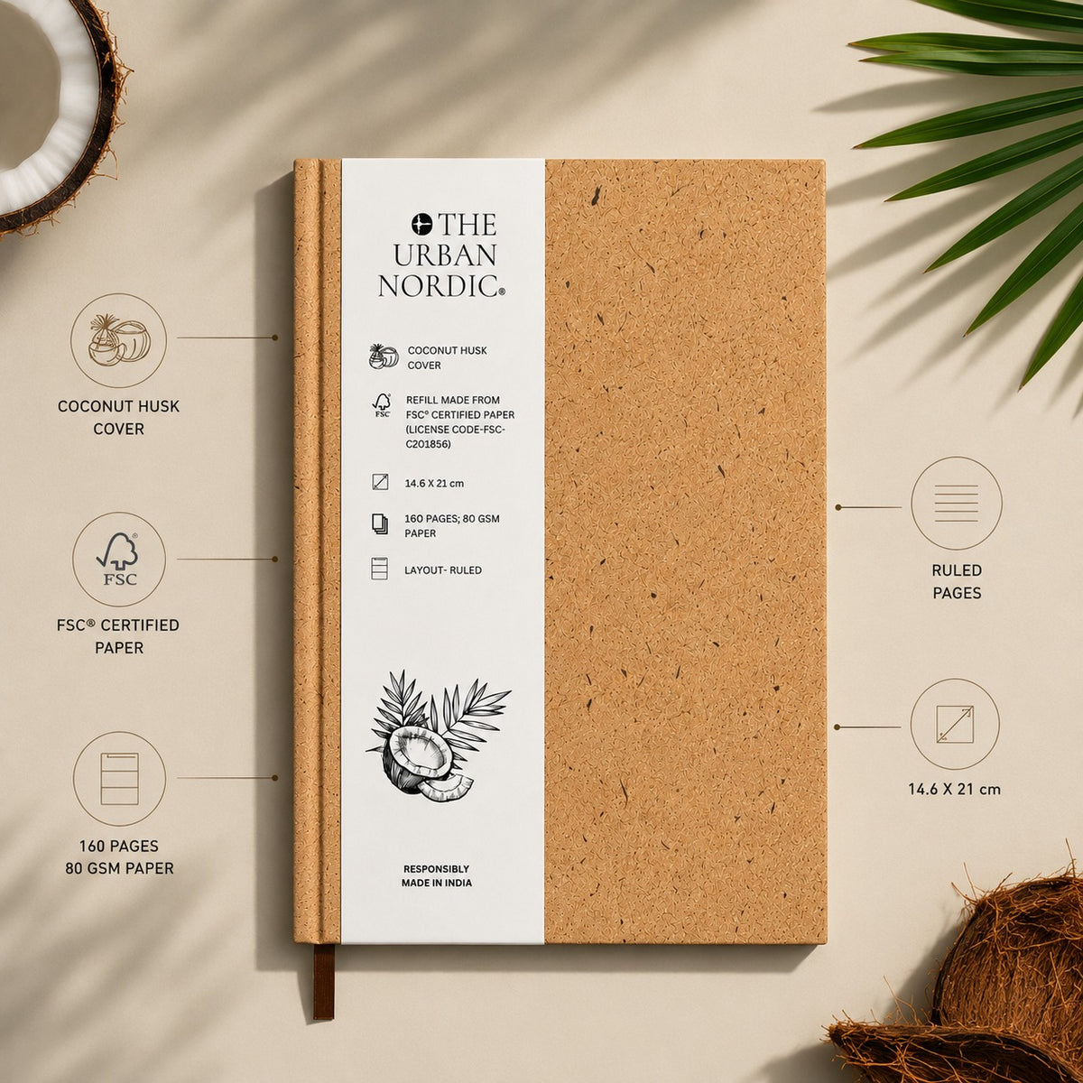 Coconut Husk Cover Notebook / Journal